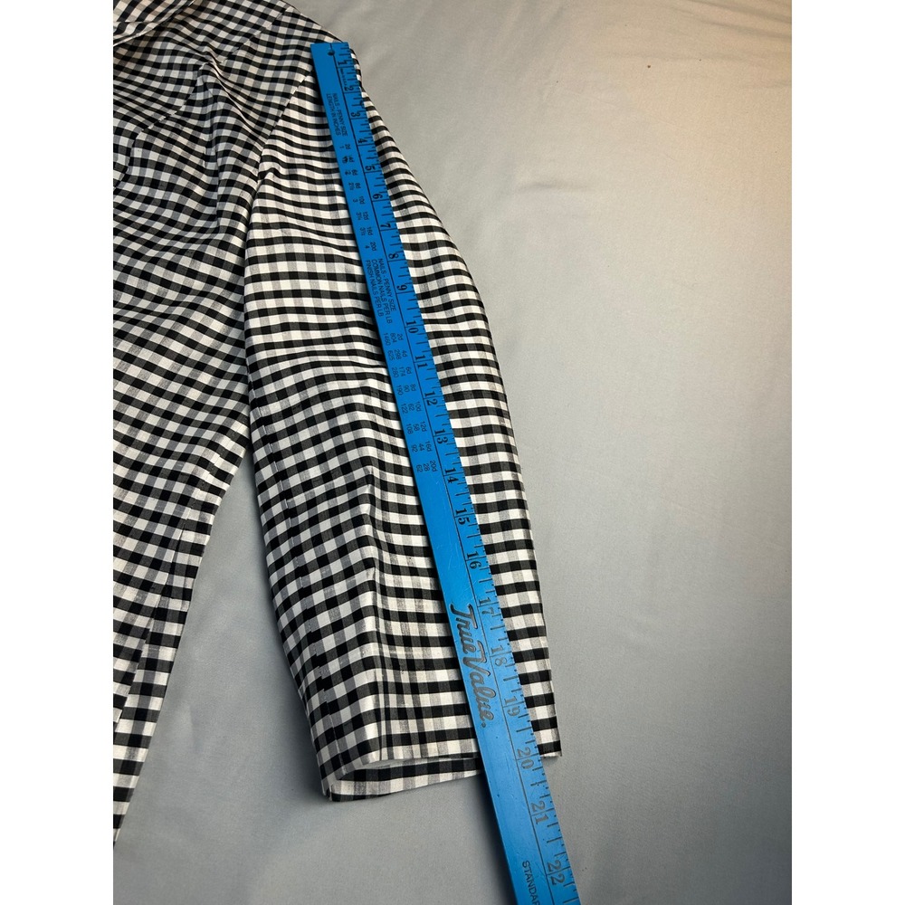 Dress Barn Womens 14 Pure Silk Gingham Check Jacket Black White Button Front Top - Picture 6 of 7